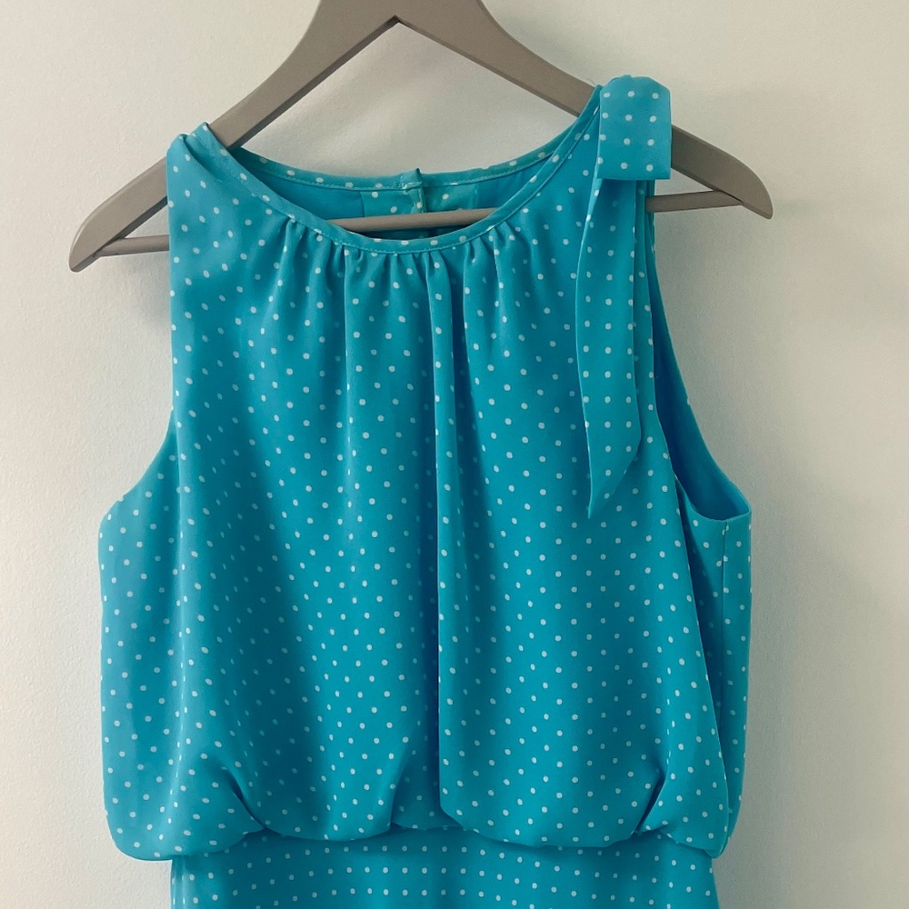 Breezy Turquoise and white polka dot occasion dress